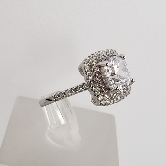 Sterling Pink Halo 2ct Solitaire - Picture 5 of 8